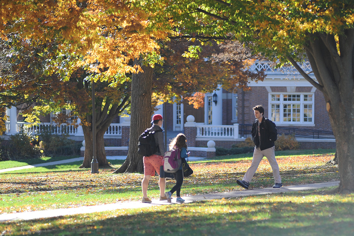 Students on College Row. 