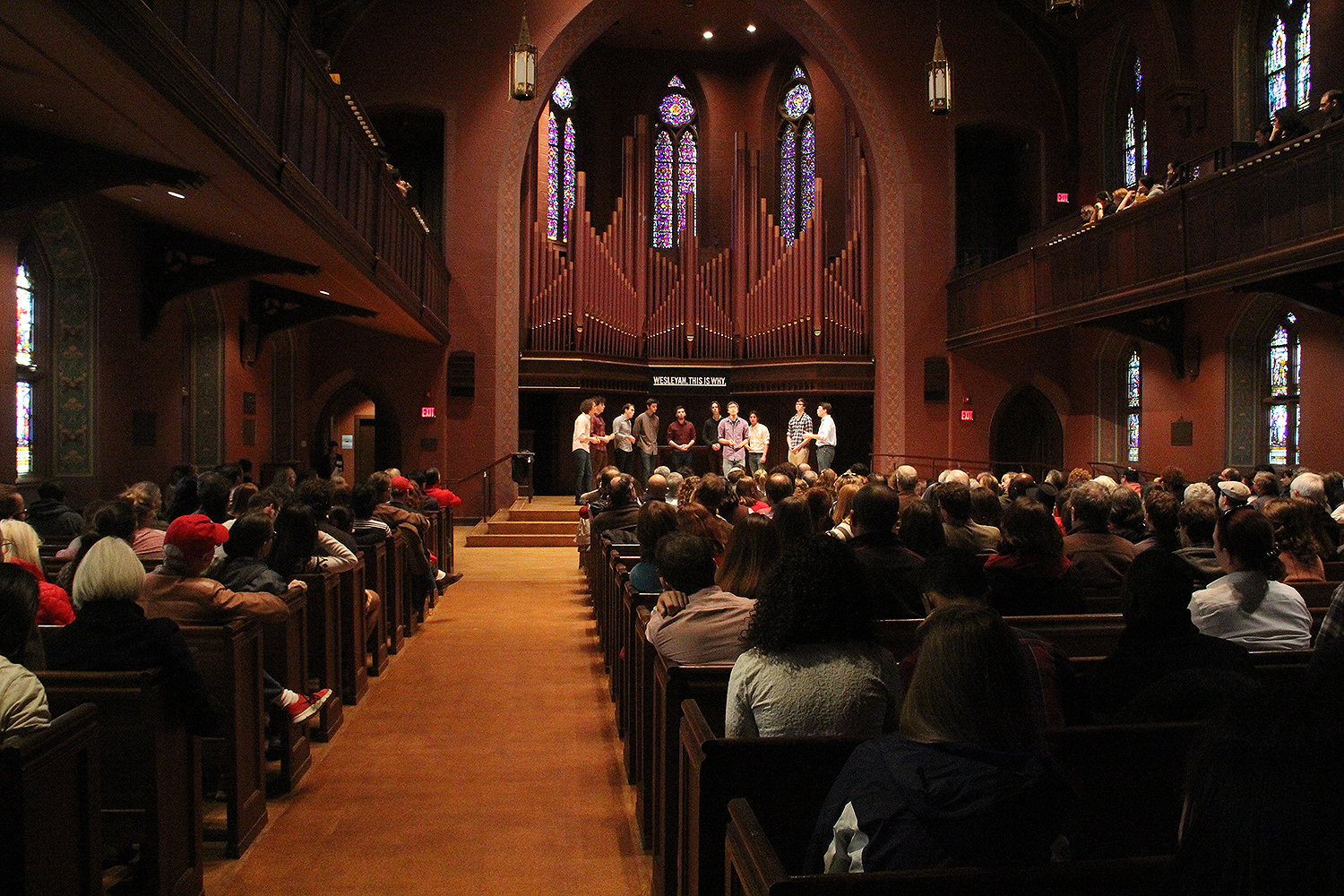 The 5th Annual Stone A Cappella Concert at Memorial Chapel on Nov. 8 featured the vocal talent of Wesleyan's many student a capella groups. (Photo by Rebecca Goldfarb Terry ’19)