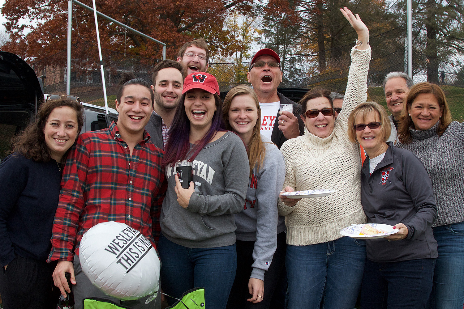 Members of the Wesleyan community, friends and family gathered on Andrus Field on Nov. 7 for tailgaiting before the Homecoming football game against rival Wlliams College. (Photo by Ryan Heffernan '16)