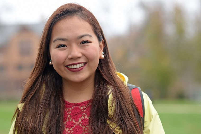 Anna Lu ’17, who is majoring in the Science in Society Program, has a philosophy concentration with a focus on ethics and political philosophy. She's also minoring in East Asian studies. (Photo by Olivia Drake)