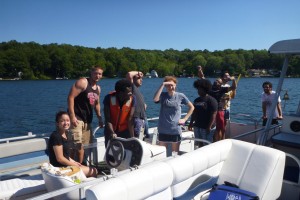 Students did fieldwork on Lake Hayward in East Haddam, Conn.