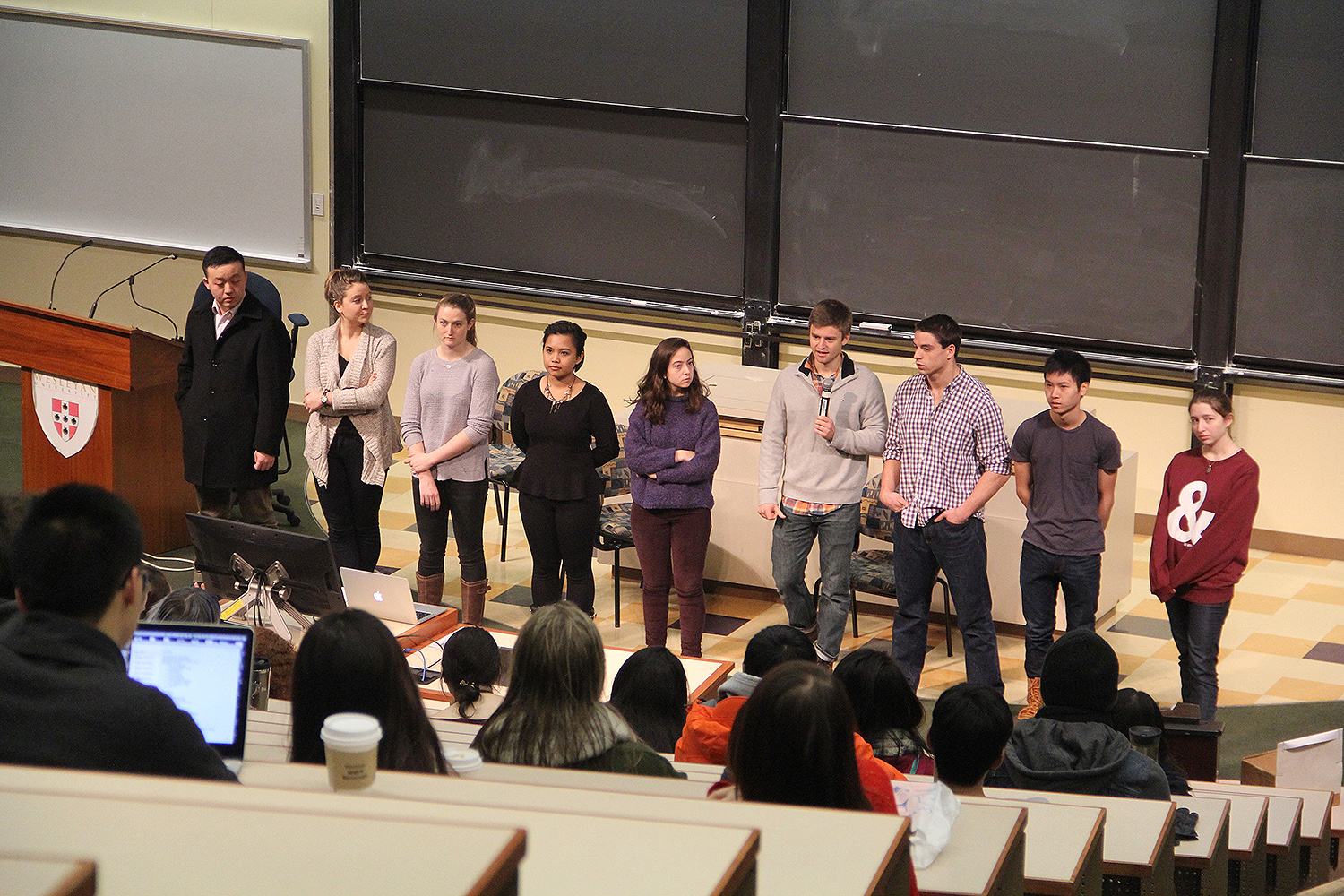 Prior to the poster session, students hosted a seminar, focusing on finding a research group. 