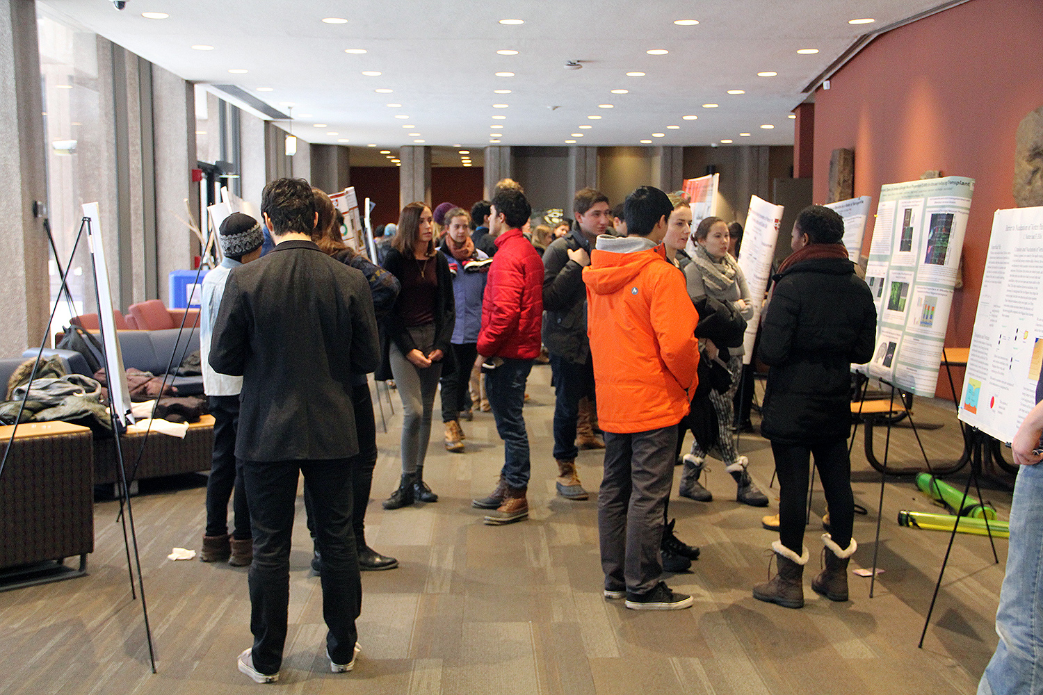 During an undergraduate poster session on Jan. 23, Wesleyan students shared their research with aspiring students interested in finding a research group.