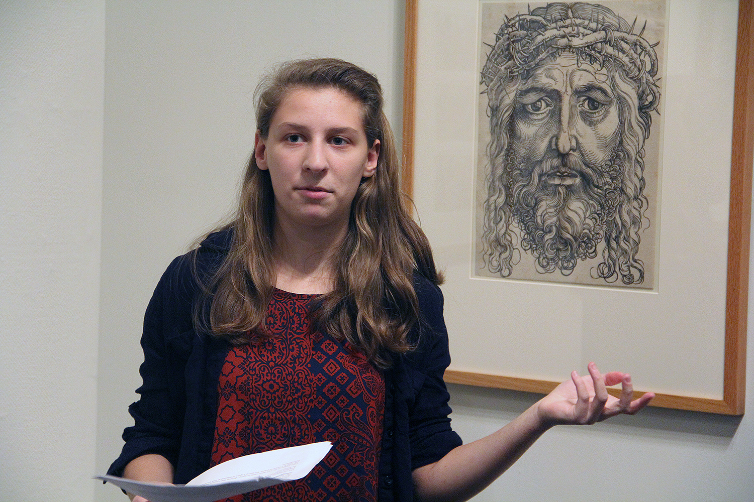 During the exhibition opening, student curators led a gallery talk that explored topics such as the fascination with the Apocalypse, printmaking and the rise of the Reformation, the use of prints as propaganda for Holy Roman Emperor Maximilian I, and the new interest in scientific observation and the natural world.