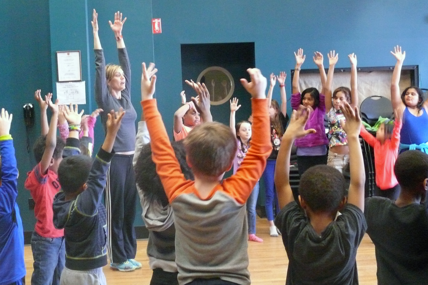 Wesleyan Scholar-in-Residence Allison Orr conducted a dance workshop for the children in the AfterSchool program at the Green Street Teaching and Learning Center on March 7