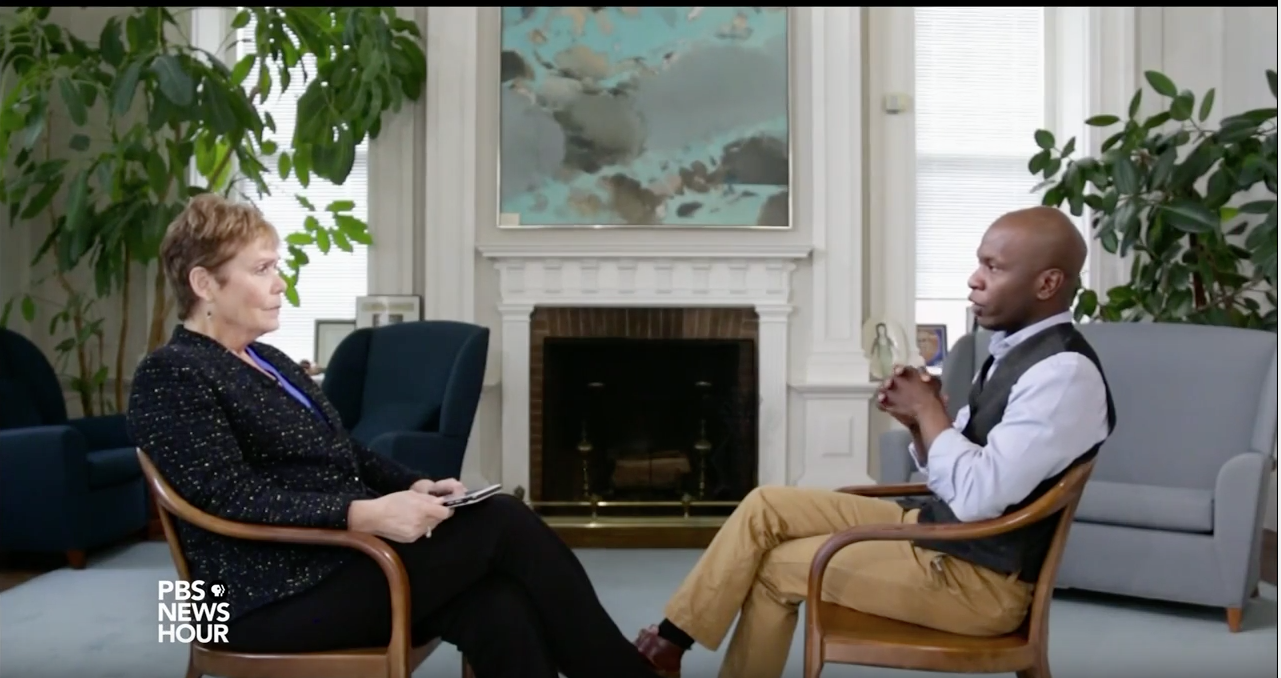PBS Newshour's Jackie Judd interviews Michael Smith '18 about his experience at Wesleyan as a Posse Veteran Scholar.