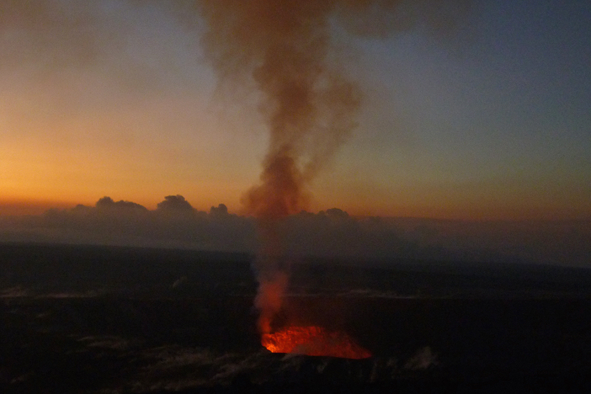 Students hiked in the morning and night to see the fumes and glow from the active Halema’uma’u vent of the Kilauea Volcano in Hawaii Volcanoes National Park.