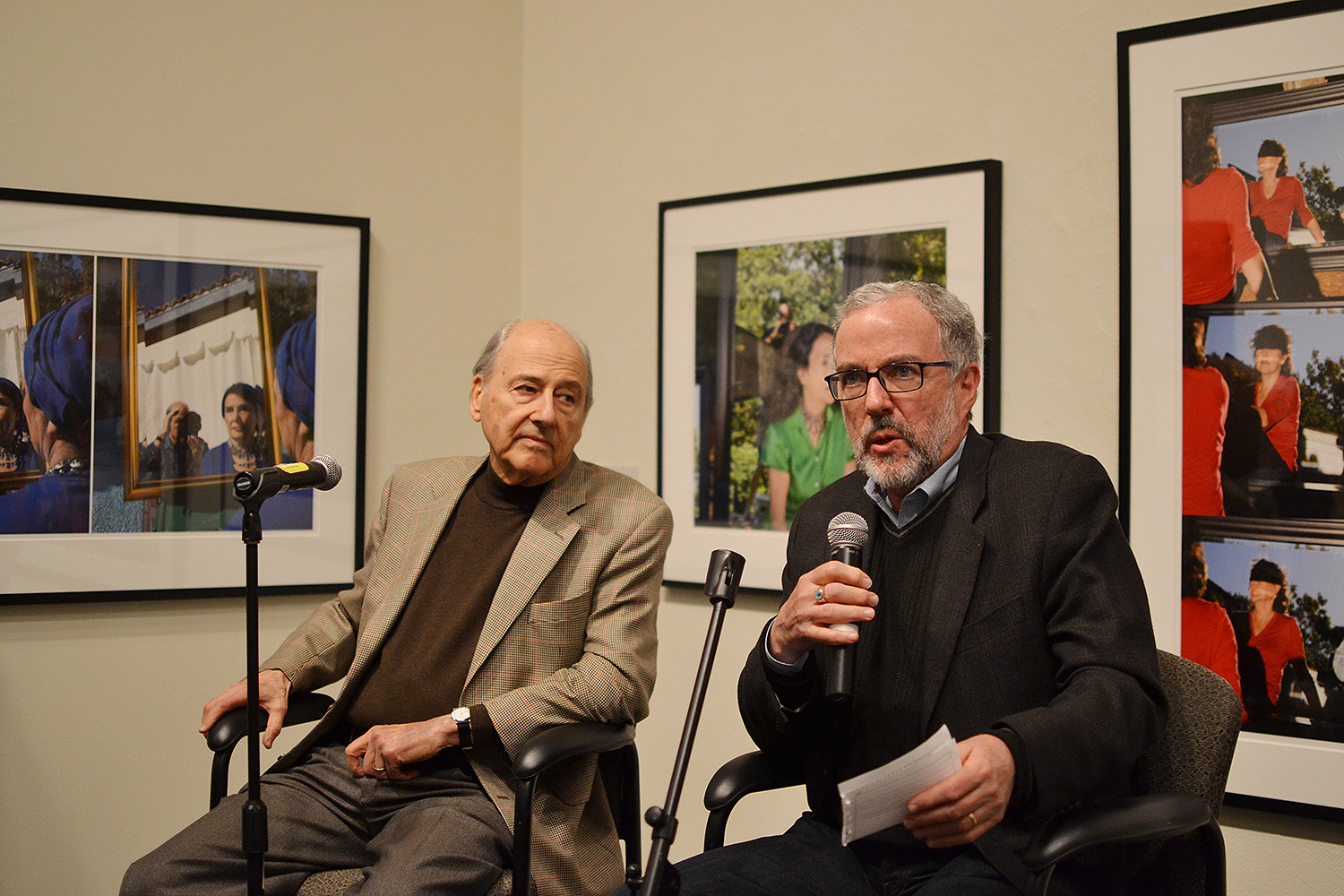 The evening artist’s reception featured a Q&A with Trager and Andrew Szegedy-Maszak, Wesleyan’s Jane A. Seney Professor of Greek and chair of the Classics Department. Szegedy-Maszak, longtime friend of Trager, is a dedicated photography collector and a scholar. He also wrote the essay for the book Philip Trager: Photographing Ina (Steidl, May 2016) from which these photographs for the exhibition were selected.