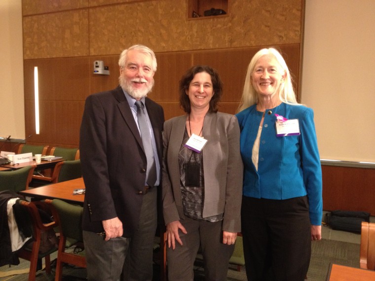 Suzanne O’Connell, right, with Ed Laine ’69 and Kerry Brenner ’94 at a National Academies of Sciences, Engineering, and Medicine workshop.