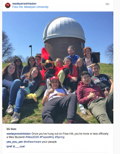 Several students groups and departments, such as the Office of Admission, posted WesFest images on Instagram and other social media sites. 