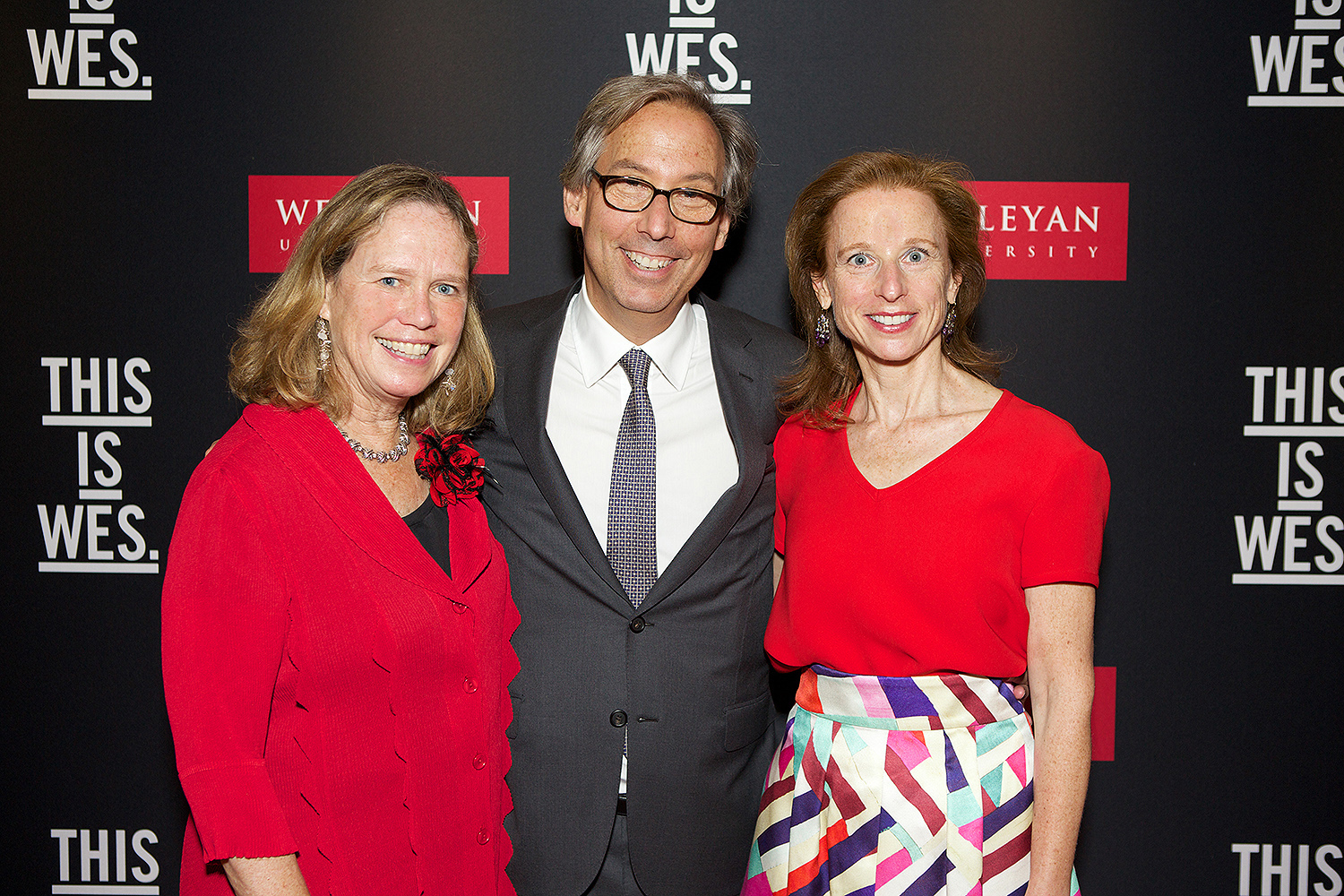 From left: Barbara-Jan Wilson, vice president for university relations; John Usdan ’80, P’15, P’18, P’18; and Eva Usdan P'15, P'18, P'18.