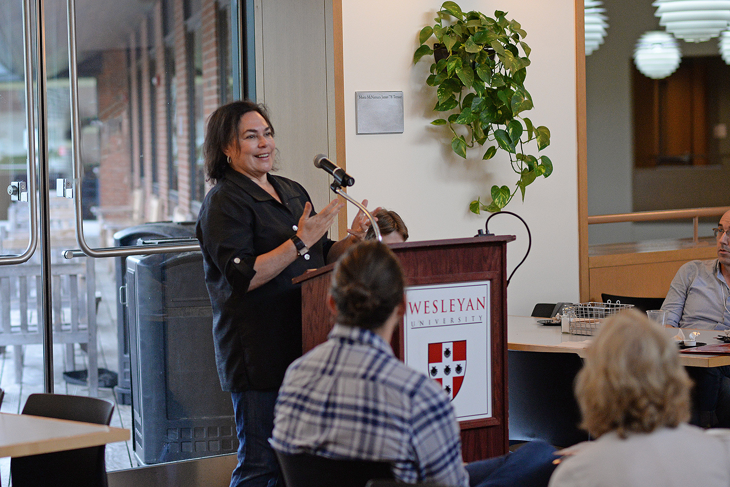 Amy Bloom, the Distinguished University Writer-in-Residence at Wesleyan, made remarks at the Writing Conference. Bloom is the author of three novels, three collections of short stories, a children's book, and an essay collection. She has been a nominee for both the National Book Award and the National Book Critics Circle Award. 