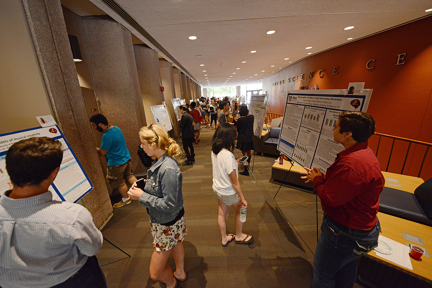 More than 100 undergraduate research fellows presented their work at the Wesleyan Summer Research Poster Session July 28 in Exley Science Center and the Science Library.