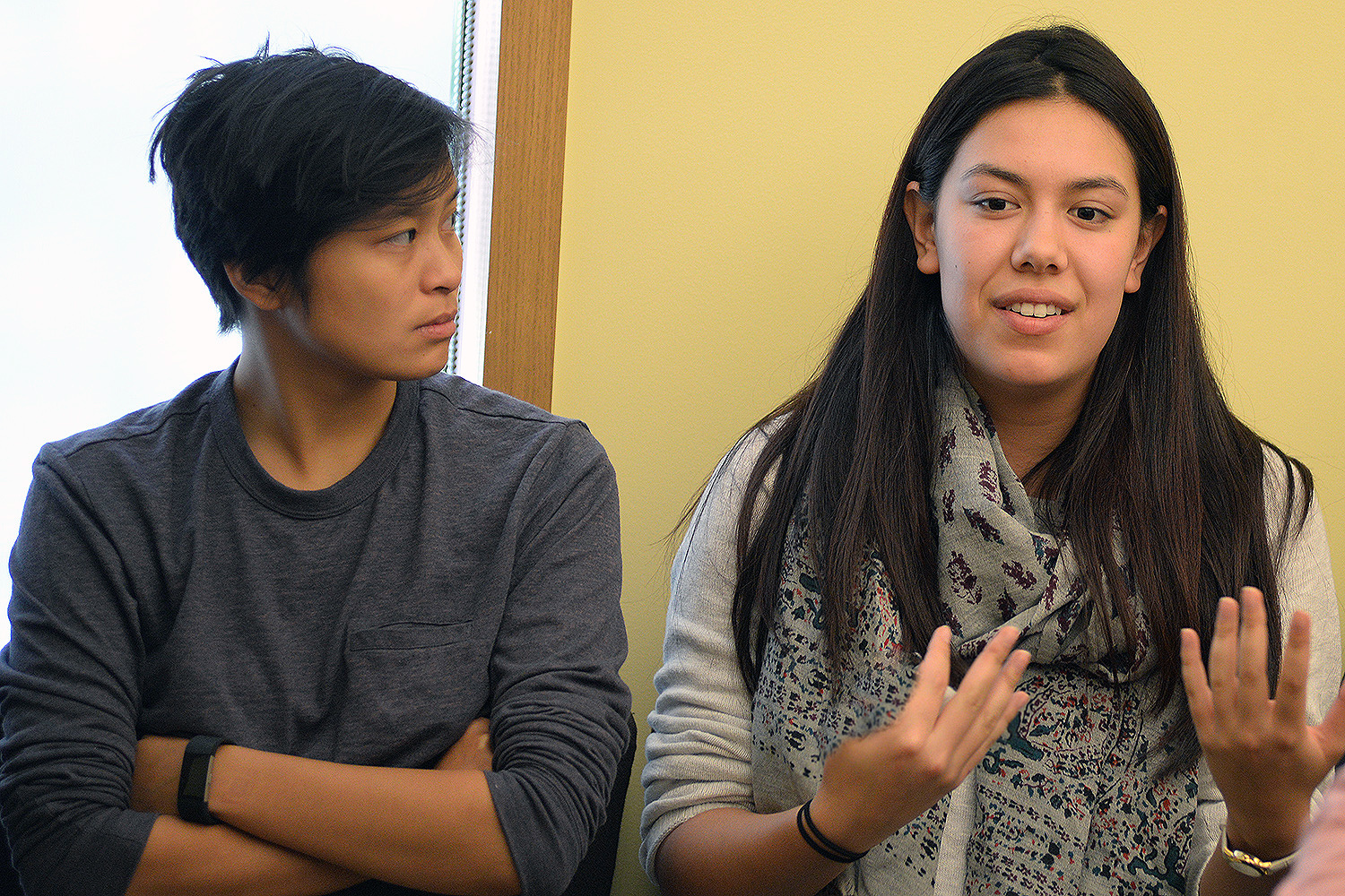 Grace Wong '18 and Sarah Small '18 are members of the Asian American Student Collective.