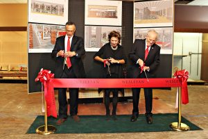 Wesleyan and its partners in the project celebrated with a ribbon cutting ceremony and short remarks by Michael Roth, Roxanne Coady, and Larry McHugh. (Photos by Laura Matesky)