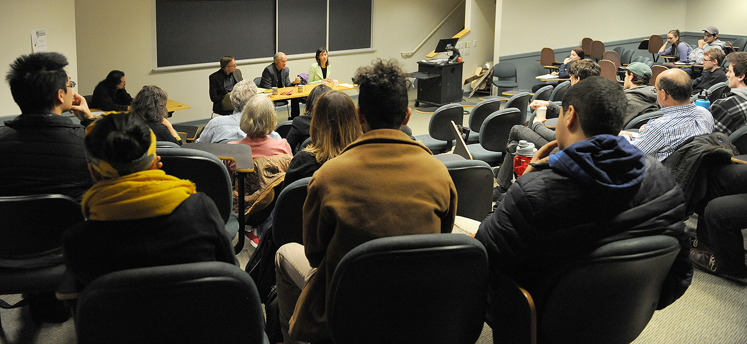 Wesleyan students, faculty and staff attended a discussion on "The Historic Decision on Net Neutrality, and What it Means for the Future" Nov. 10 in the Public Affairs Center. Net neutrality is a central issue of freedom of speech and access on the Internet. 