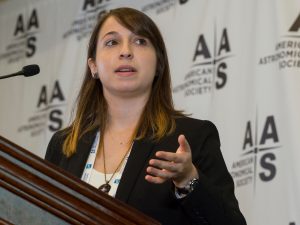 Astronomy student Julia Zachary '17 presented research at a press conference at the American Astronomical Society's 229th annual meeting on Jan. 6. (Photo by © CorporateEventImages/Todd Buchanan 2017)