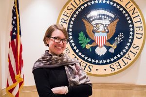 Emily Jennett Butler '90, a grant writer at the John F. Kennedy Library Foundation in Boston, believes the JFK legacy is enduring and relevan today.