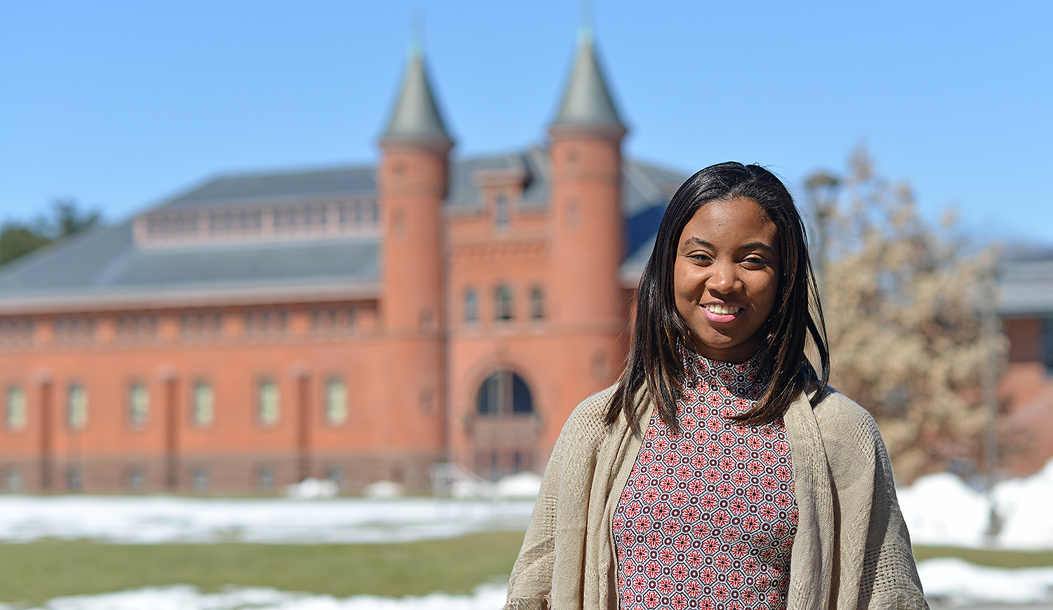 Jamaica native Shantelle Brown ’19 is the recipient of a Davis Projects for Peace grant. She will return to Jamaica this summer to help 24 high schoolers become "truly aware of their power as change makers, proud of their individuality, and believe that their dreams are attainable." (Photo by Olivia Drake) 