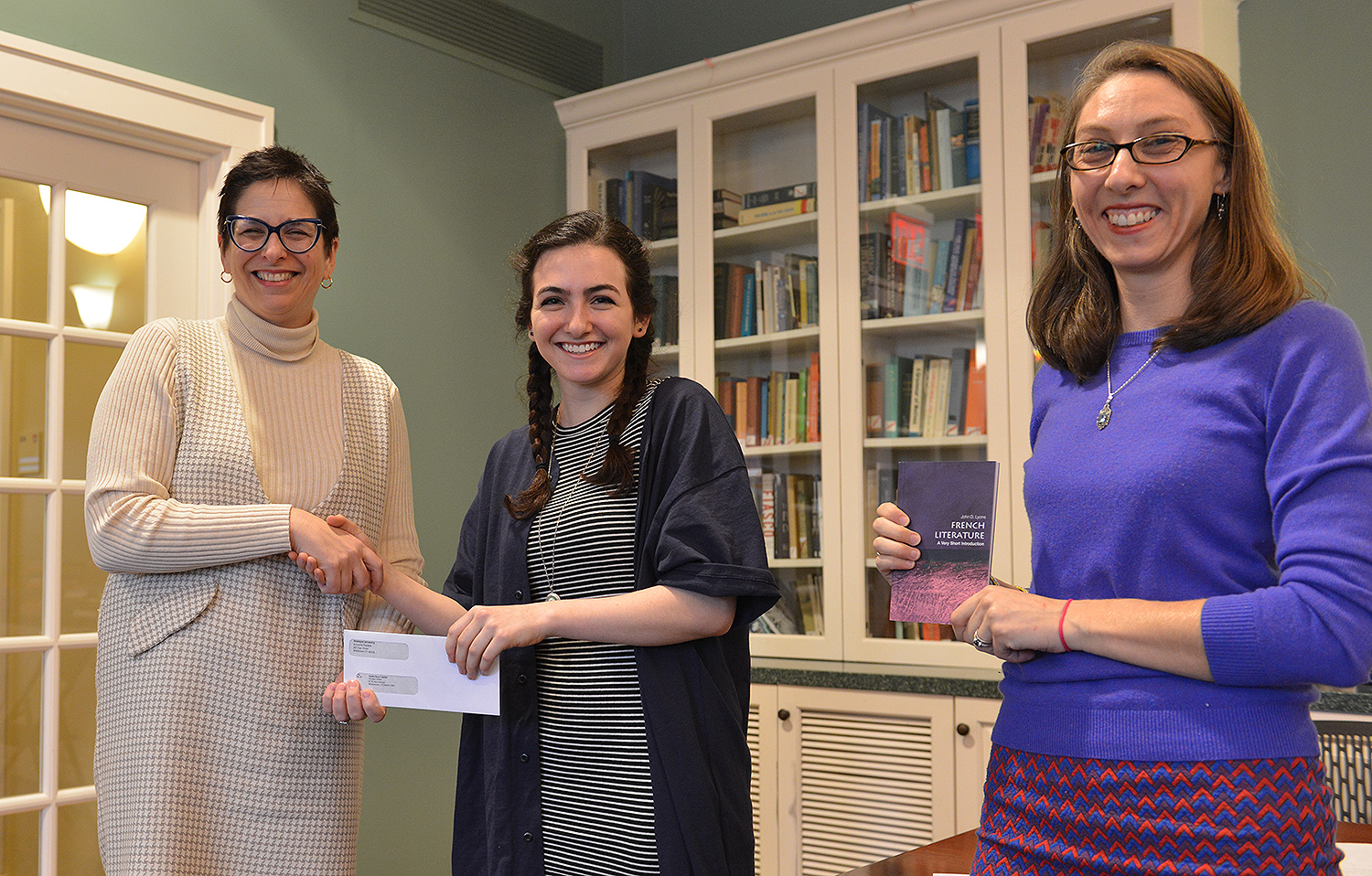 Sophia Dora Tulchin '20 took third place with her essay, “Subtleties of Subversion,” French in Translation 123 course, Love Sex, and Marriage in Renaissance Europe. The class was taught by Michael Meere, assistant professor of French.