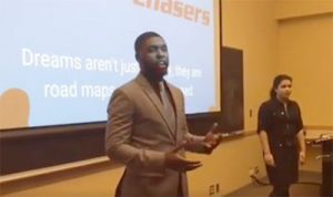 AJ Wilson ’18 speaks about his project, Dream Catchers, which received a seed 