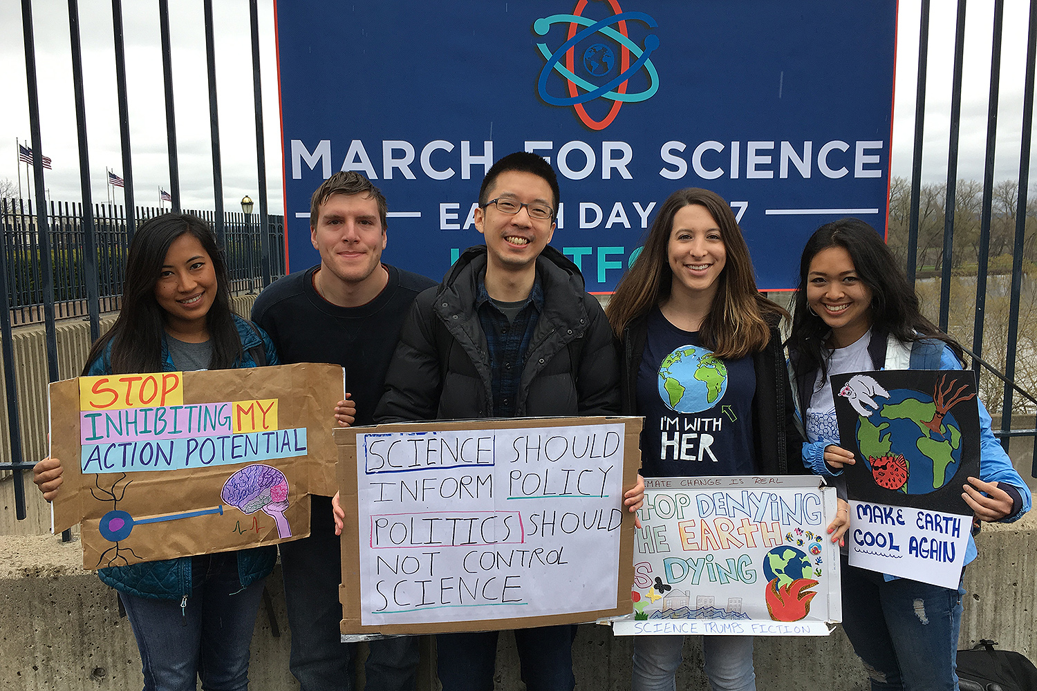 Biology graduate students attended the March for Science. 
