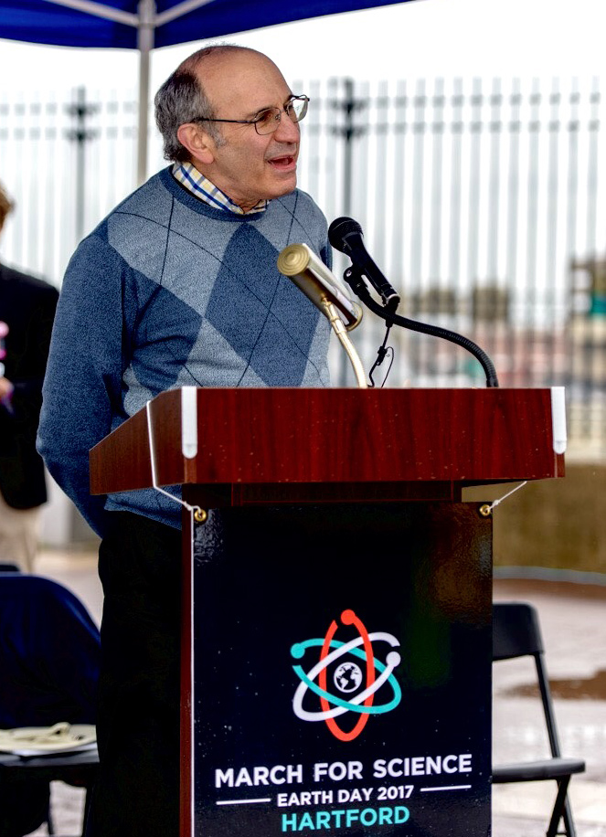 Frederick Cohan spoke at the March for Science in Hartford.