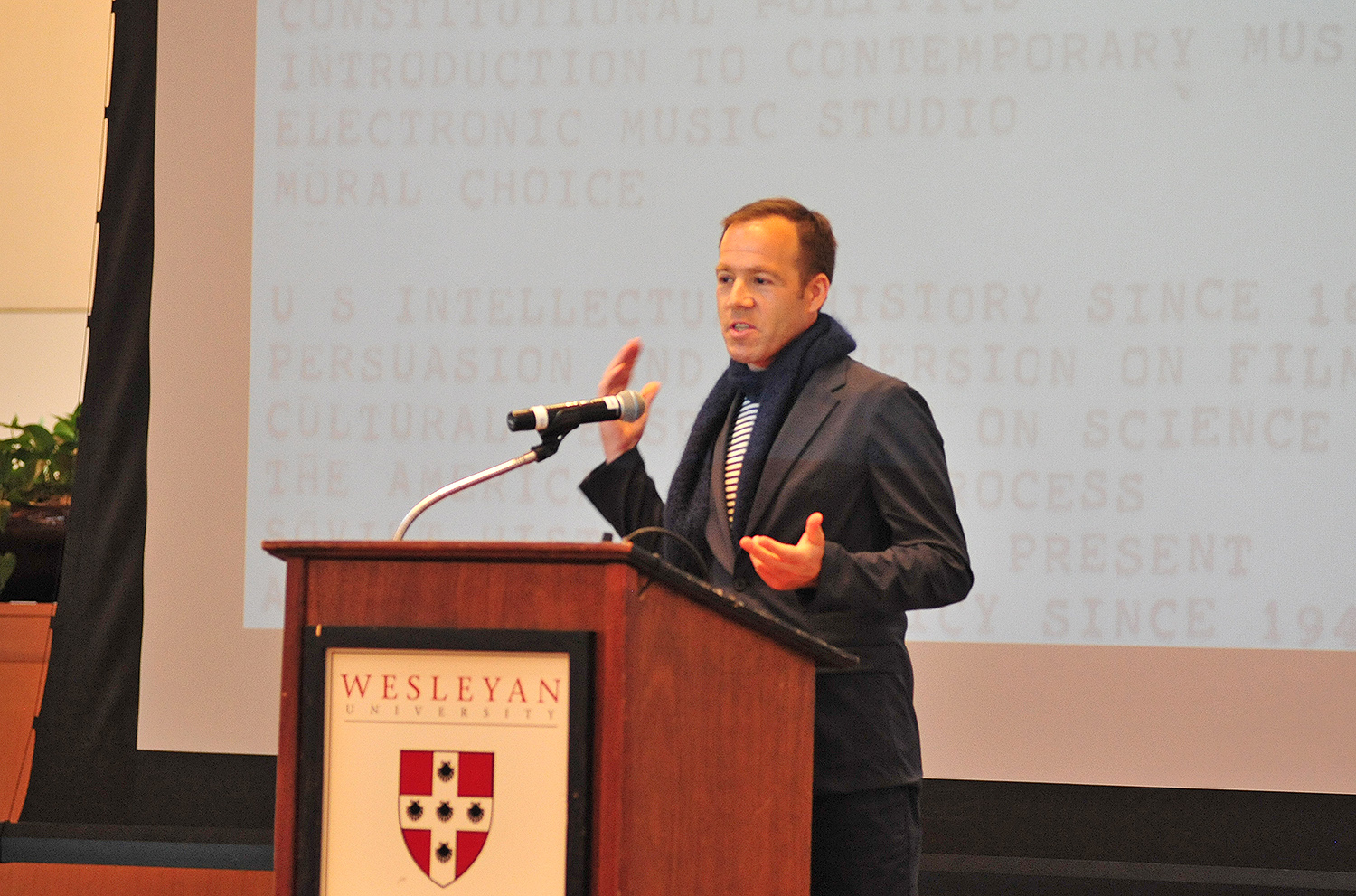 Luke Wood '91, president of Beats by Dr. Dre, delivered the WesFest Alumni Keynote Speech on April 13 titled "Between Thought and Expression: My Wesleyan Education." Beats by Dr. Dre is a premium brand of headphones and speakers that was acquired by Apple in 2014. A producer, guitarist, and music industry veteran with more than 20 years of experience, Wood has been involved with Beats since its early days, officially joining the company in 2011. Wood began his career with Geffen Records in 1991 as a director of publicity, representing such bands as Nirvana and Sonic Youth. Luke Wood '91, president of Beats by Dr. Dre, delivered the WesFest Alumni Keynote Speech on April 13 titled "Between Thought and Expression: My Wesleyan Education." Beats by Dr. Dre is a premium brand of headphones and speakers that was acquired by Apple in 2014. A producer, guitarist, and music industry veteran with more than 20 years of experience, Wood has been involved with Beats since its early days, officially joining the company in 2011. Wood began his career with Geffen Records in 1991 as a director of publicity, representing such bands as Nirvana and Sonic Youth. 