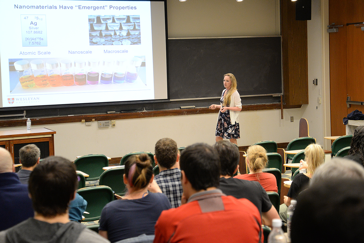 Chemistry graduate student Melissa King presented a talk on "Synthesis of Shaped Nanoparticles with Bimetallic Surfaces Iodide Facilitated Reduction of Palladium" April 19 in Exley Science Center. Her talk concluded the 2016-17 Graduate Speaker Series. 