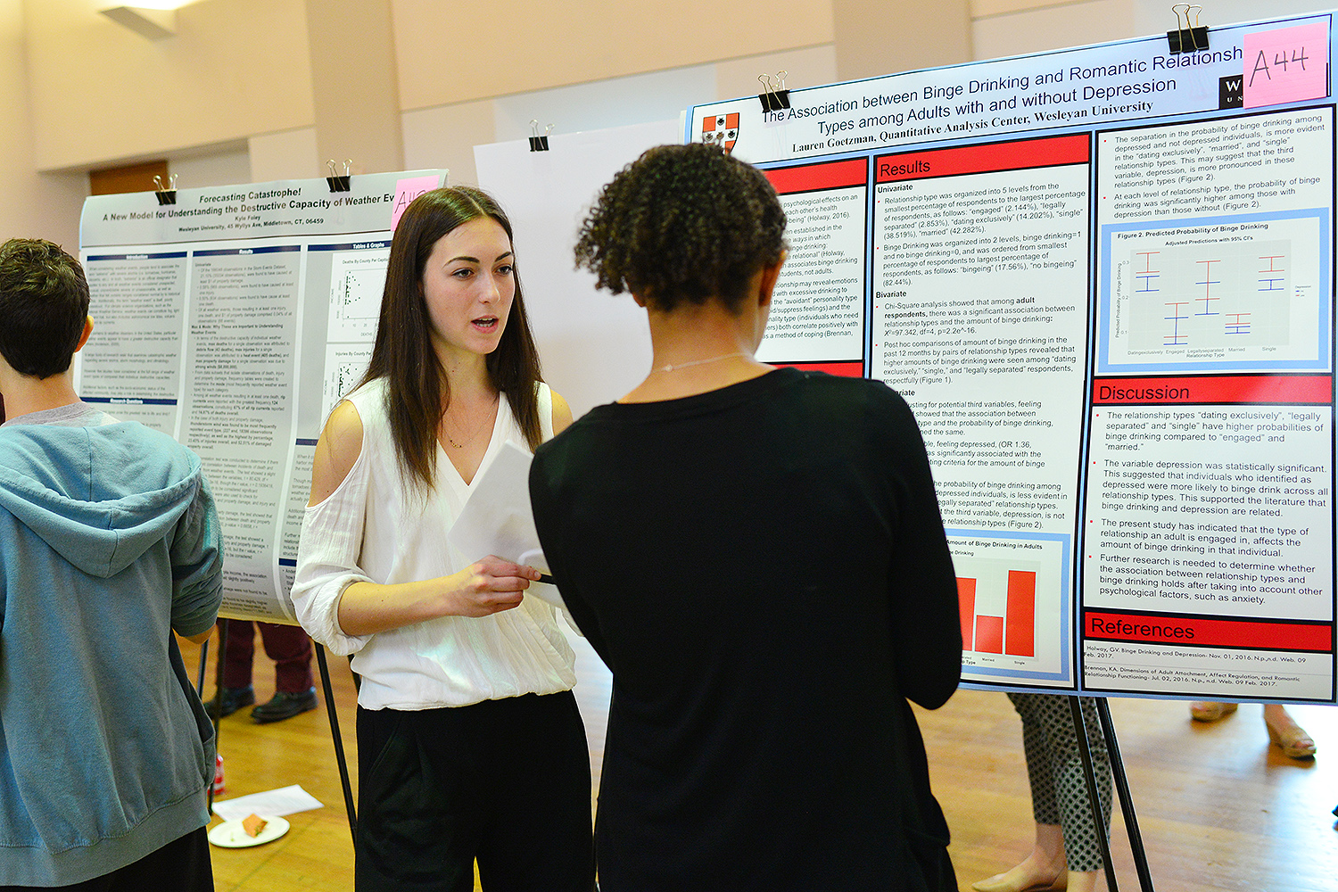  Laura Goetzman ’19 presented her research titled “The Association between Binge Drinking and Romantic Relationship Types among Adults with and without Depression.”