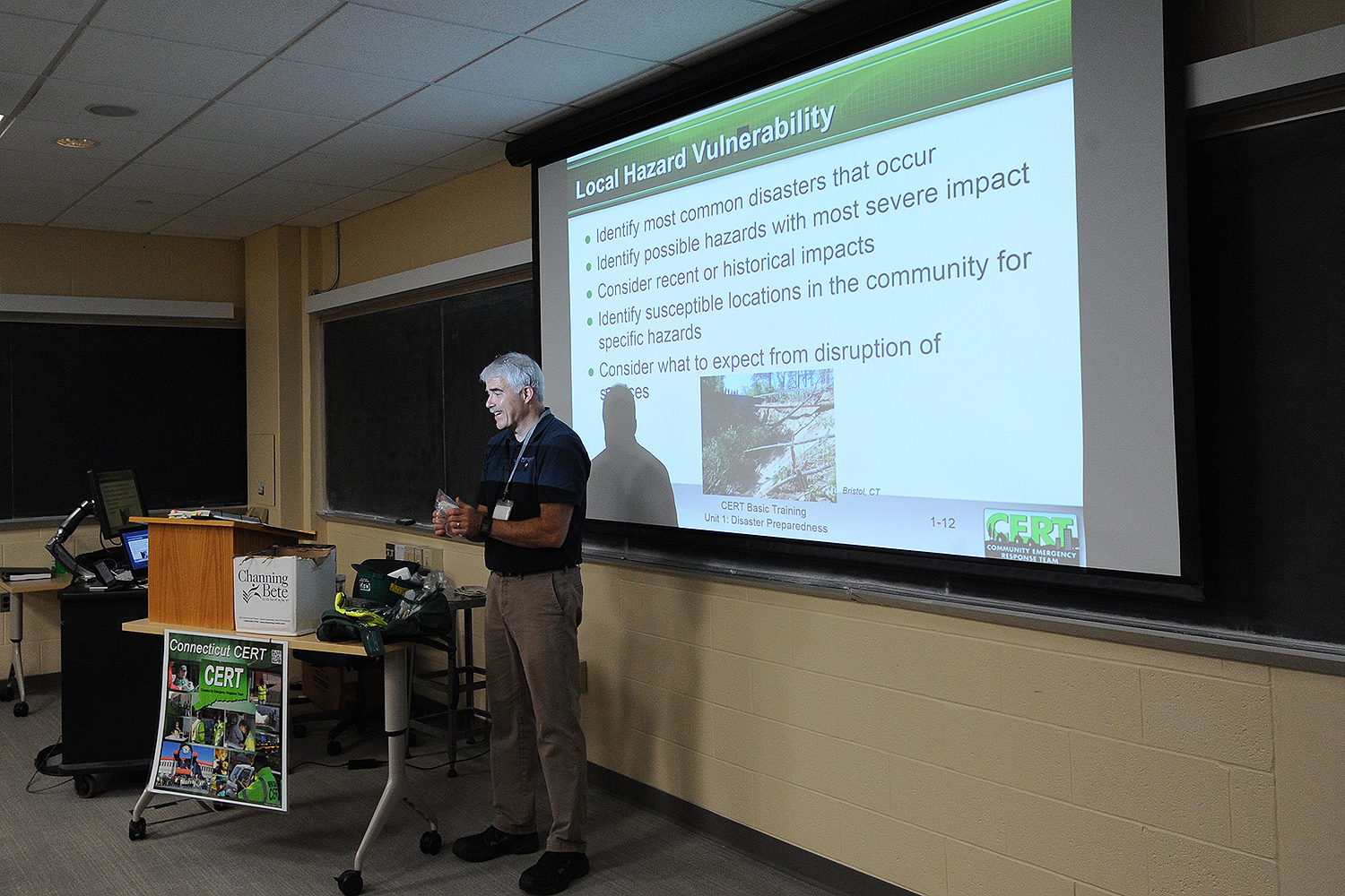 Bill Nelligan, director of environmental services, taught the 2017 C-CERT course. 