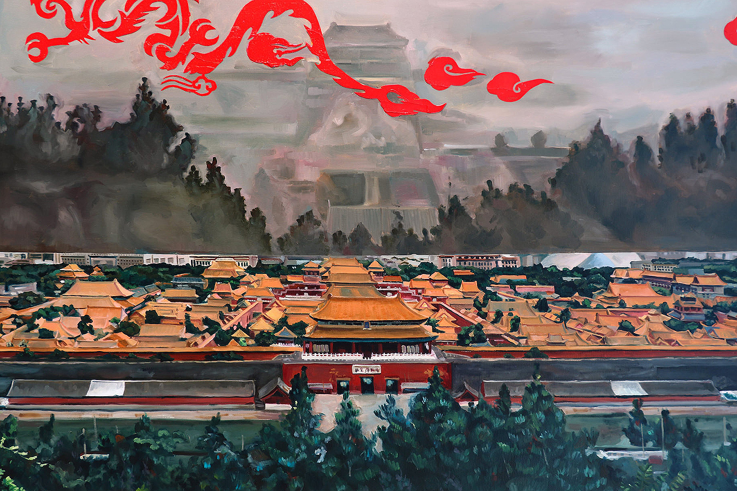 Forbidden City, 60 by 40 inches, oil on canvas.