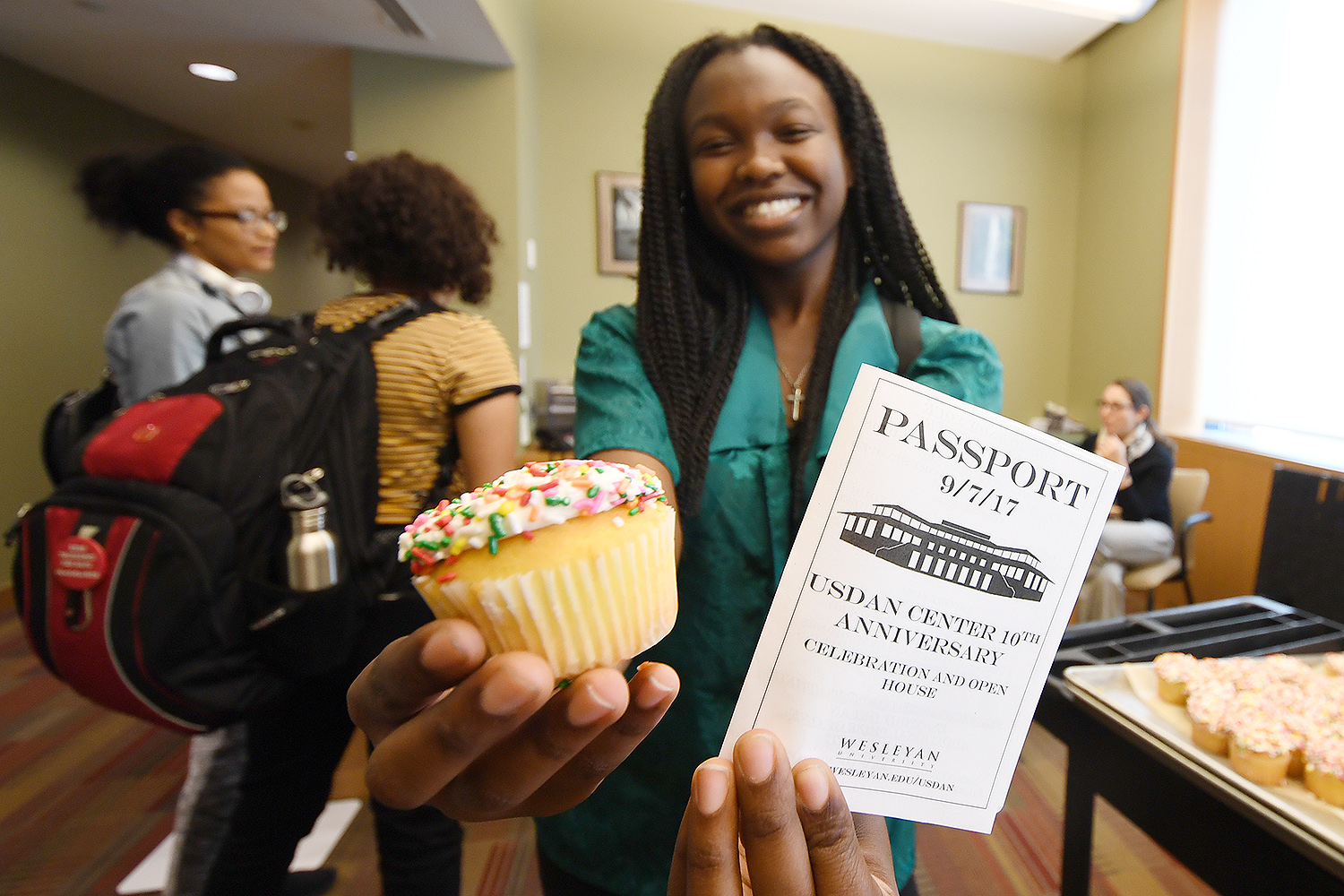Students who visited the Usdan Administrative Offices were treated to a cupcake while getting their passport stamped. 