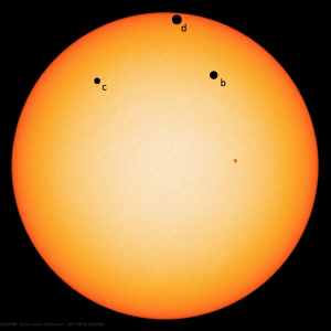 A rendering of the discovery of three super-Earths by a team led by Professor Seth Redfield and graduate student Prajwal Niraula MA'18. Courtesy of NASA/SDO and the AIA, EVE and HMI science teams.