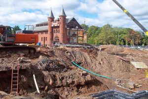 Construction for the new university center began in 2005. Crews demolished part of the Fayerweather building and the outdated Alumni Athletic Building, also known as the ‘Cage,’ to make room for the new facility.