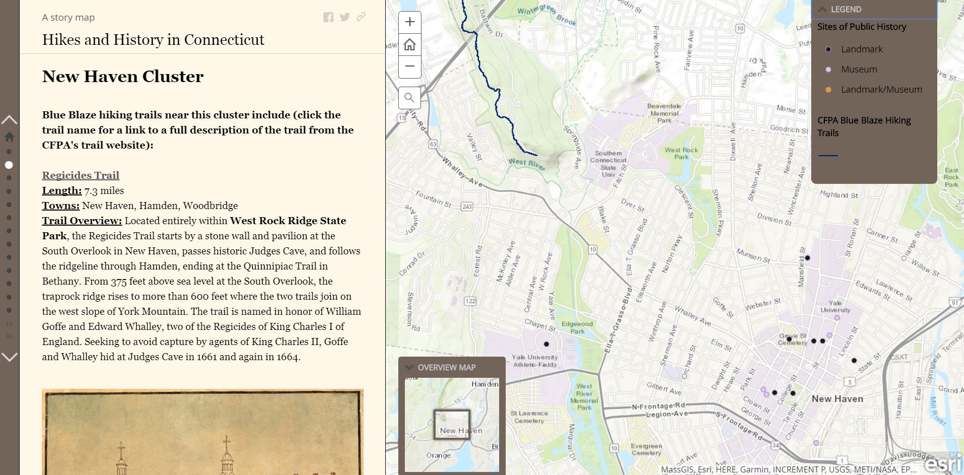 The public history group created a Story Map titled "Hikes and History in Connecticut. Steven Chen ’18 and Ilana Newman ’18 located multiple cultural sites in the State of Connecticut that provide an opportunity to explore new methods of learning. 