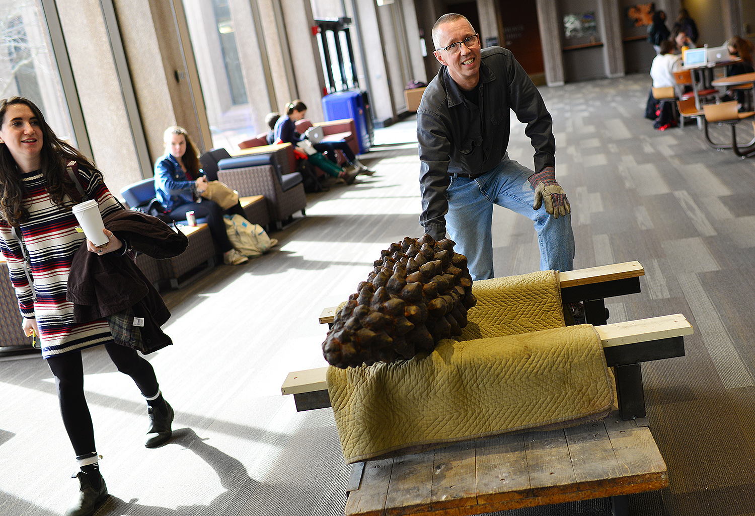 Bruce Strickland wheels in the Glyptodon's tail. 