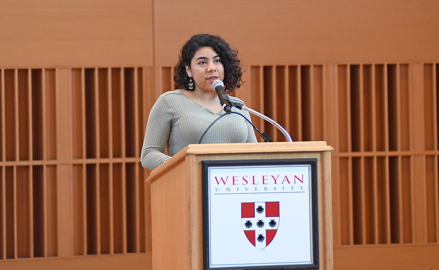 Natasha Guandique '20, presented an excerpt from King's baccalaureate address at Wesleyan on June 7, 1964. 