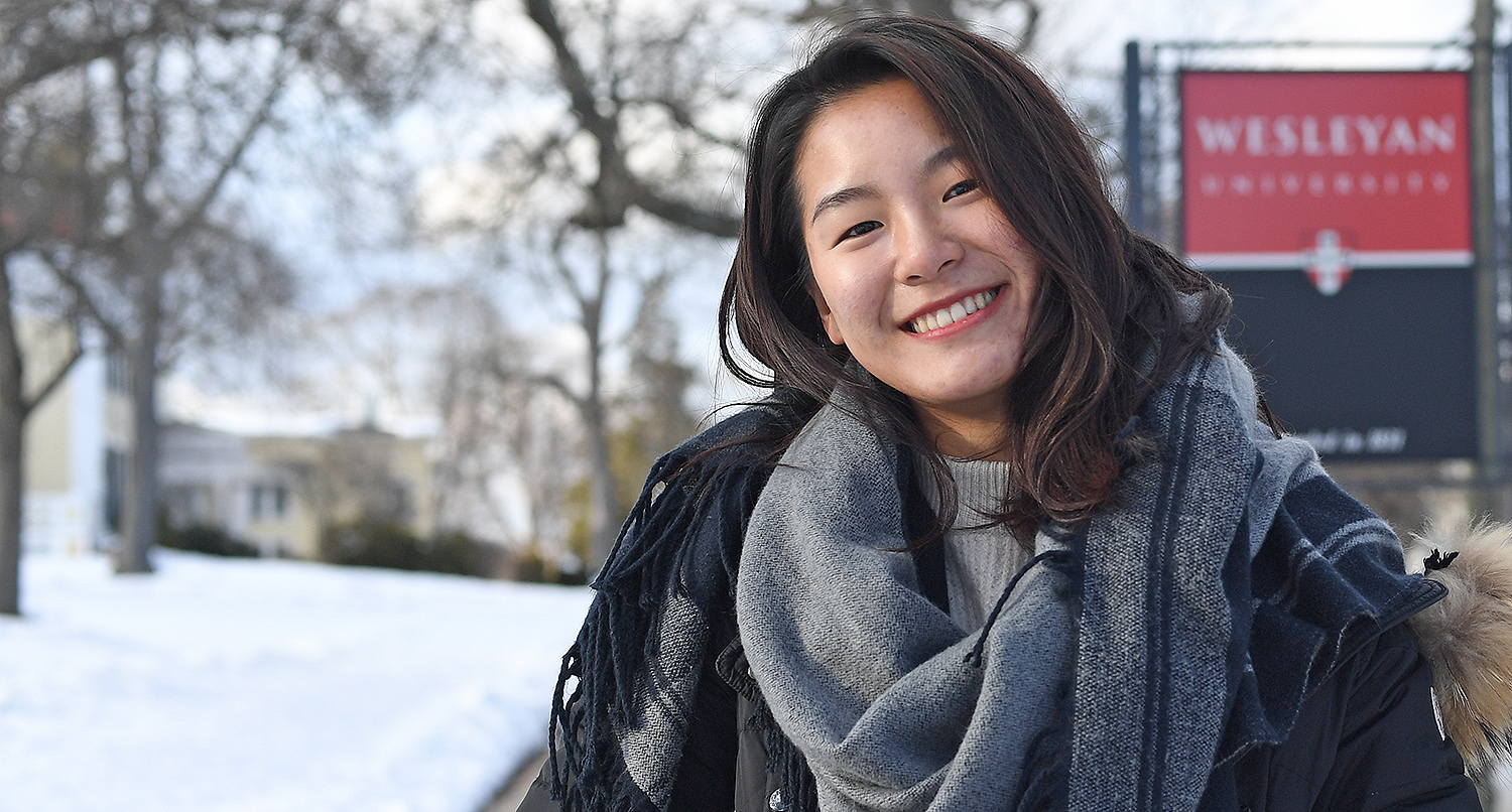 Jessica Chen '20, who can speak Engligh, Mandarin, Cantonese, Korean and Italian, is co-organizing a language symposium titled "The Power of Language" to be held April 6–7 at the Fries Center for Global Studies. At this two-day symposium, participants will discuss language and culture, language and identity, second-language acquisition, language and technology, and other topics. (Photo by Olivia Drake)