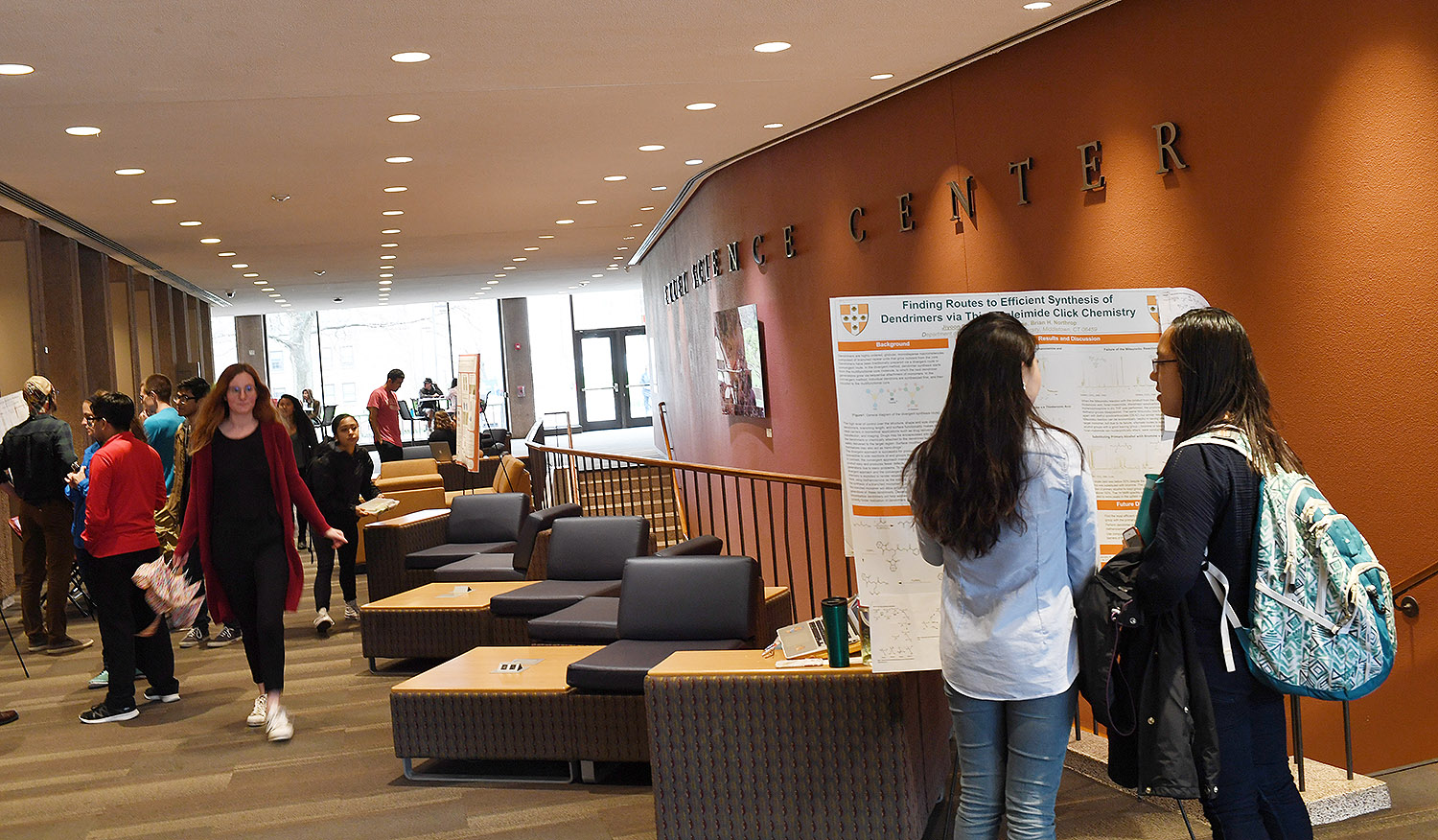 Honors and MA students from the Natural Sciences and Mathematics Division participated in the Celebration of Science Theses, April 27 in Exley Science Center. Students shared their work with the broader Wesleyan community. 