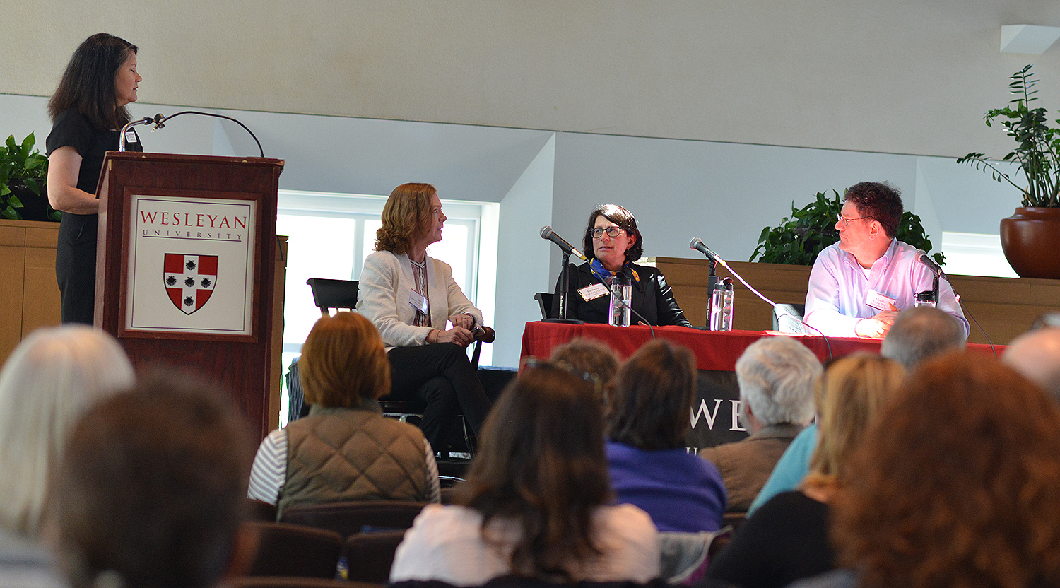 Prospective parents attended an interactive discussion with parents of current students. Kate Quigley Lynch '82, P'17, '19; Kimberly Pope MALS'14, P'19; and Marek Fuchs P'19 served as panelists and answered questions from the audience.