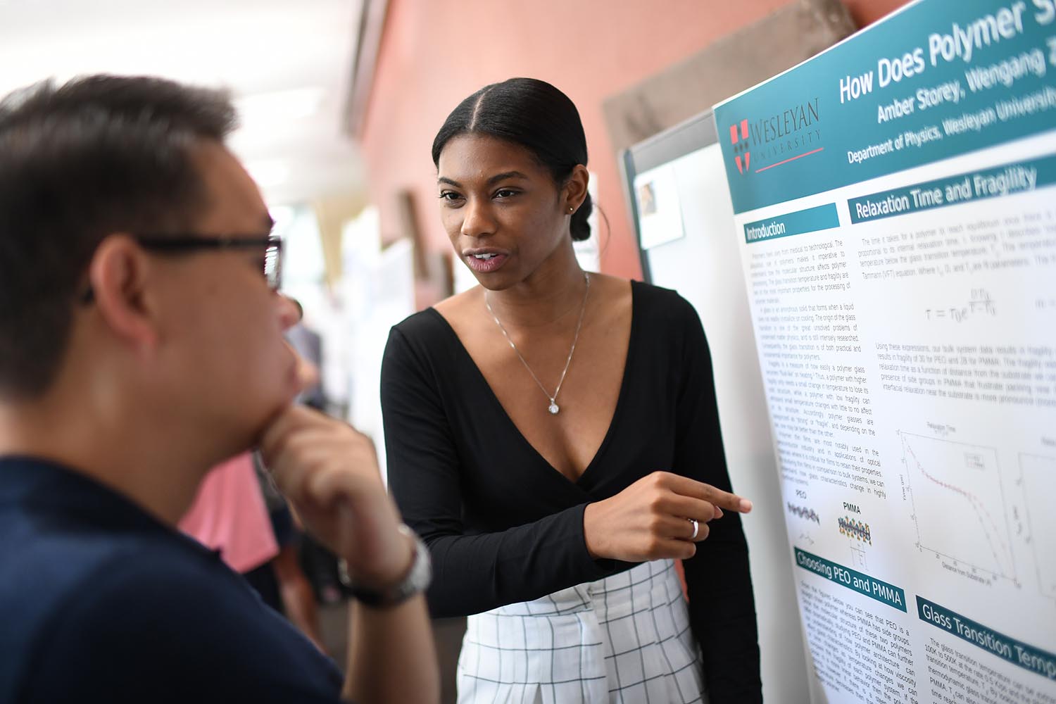 Amber Storey presented her research on "How Does Polymer Structure Affect Fragility?" Her advisor is Francis Starr.