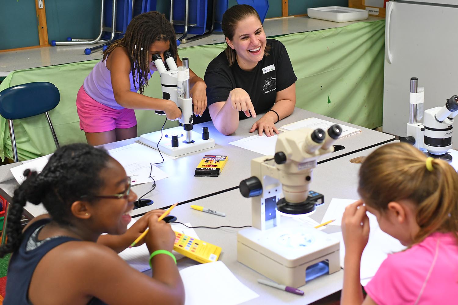 astronomy graduate student Jessica Klusmeyer assisted the Wesleyan faculty with the lessons and experiments.