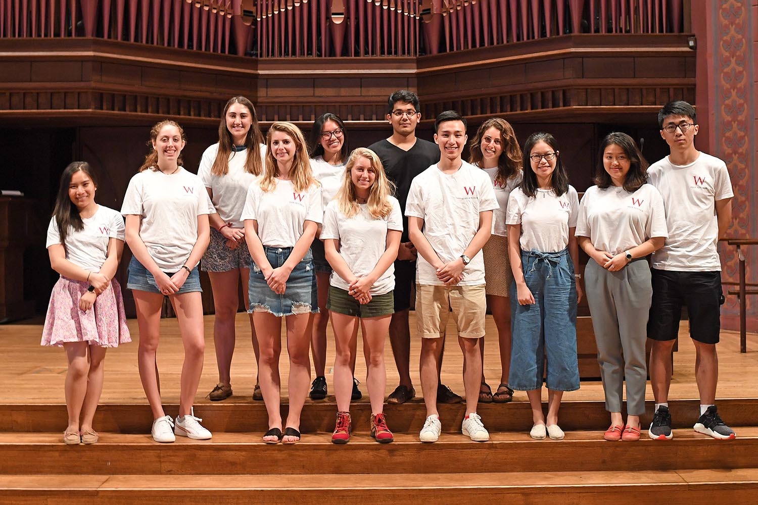 Academic peer advisors, pictured, work with Wesleyan students year-round. They attend week of training in May, a week in August, and an additional three hours of training per month.