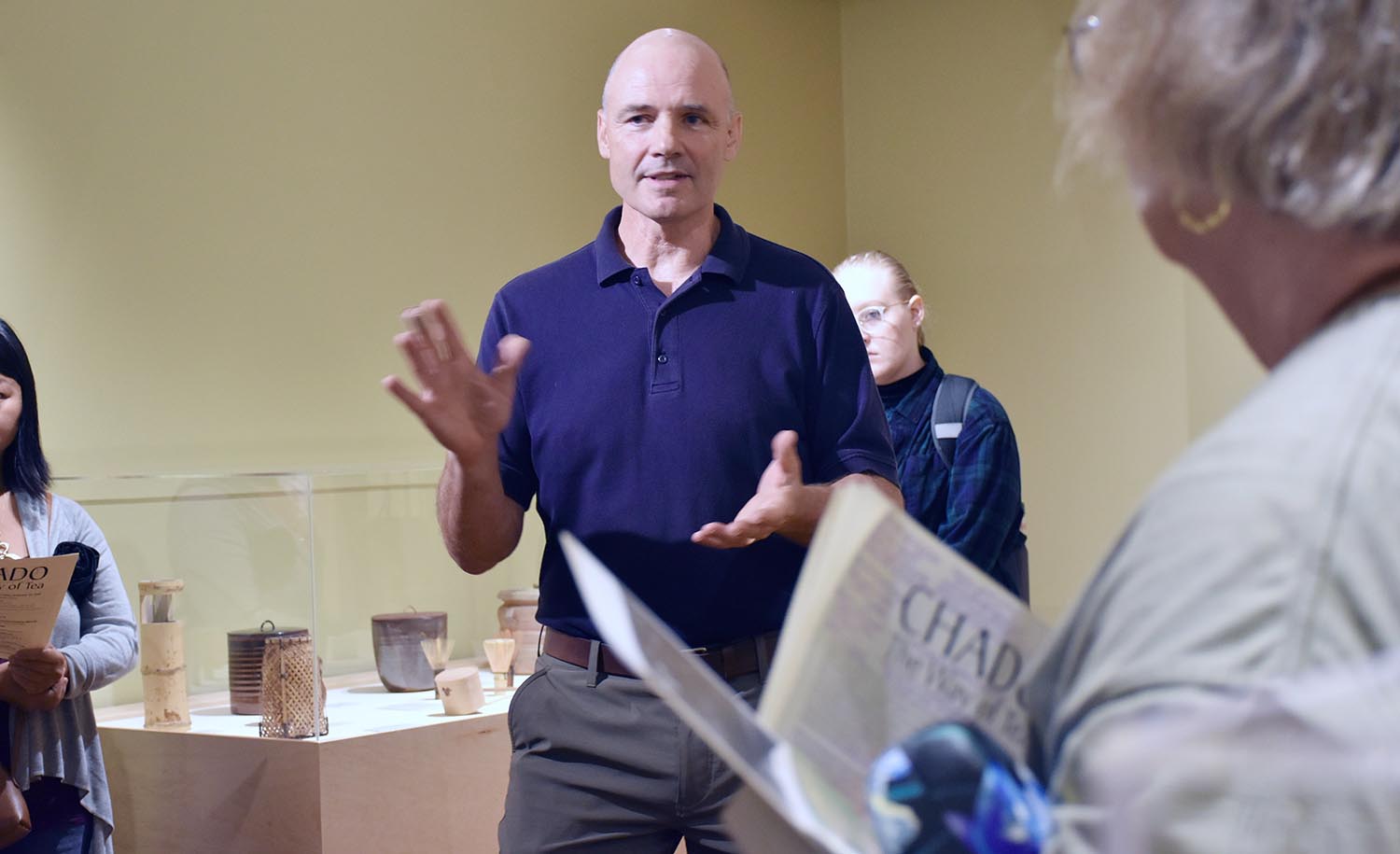 Stephen Morrell, Wesleyan's Japanese Garden curator, spoke during the exhibit's opening. 