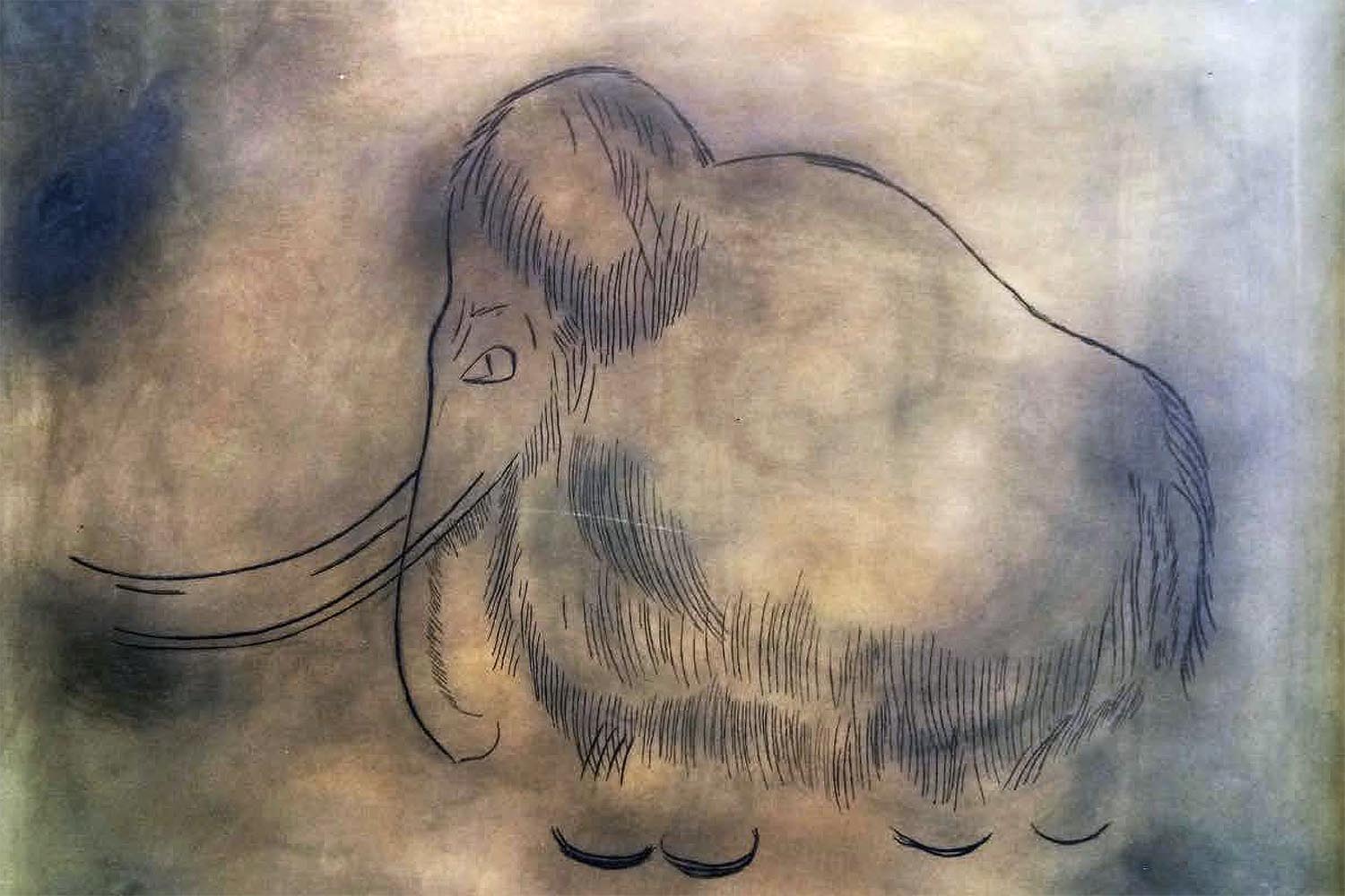 Max F. Fischinger After Paleolithic Cave Drawing of Woolly Mammoth from Font de Gaume, France Tübingon, Germany