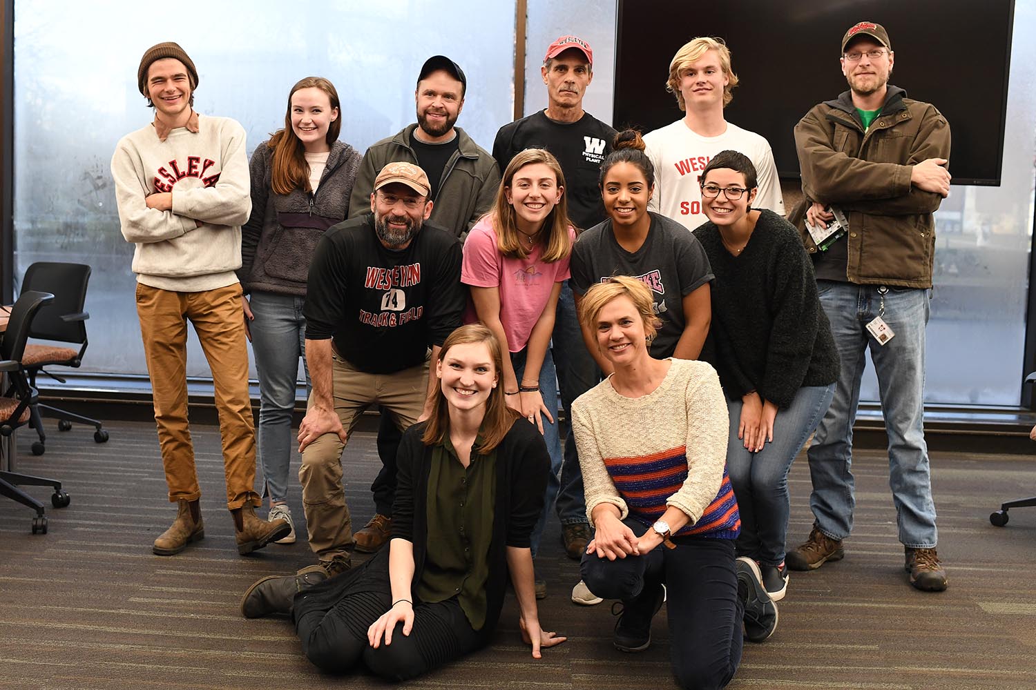 Pictured in the back row, from left: Sammy Osmond, Lilley Gallagher, David Malone, Tom Macri, Gaelin Kingston, Joseph Dorrer, Pictured in the middle row, from left: Dean Canalia, Camille Britton, Tamara Rivera, and Mia McKinney. Pictured in the front row, from left: Gretchen LaMotte '18 and Allison Orr.