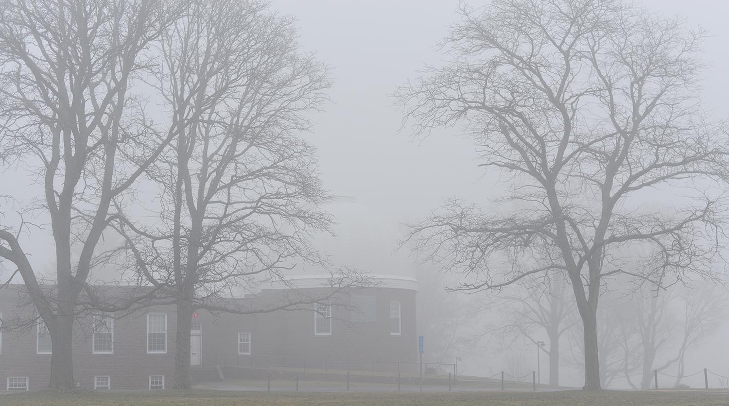 Fog swept through campus on Jan. 8. Pictured is the Astronomy Department and the Van Vleck Observatory. 