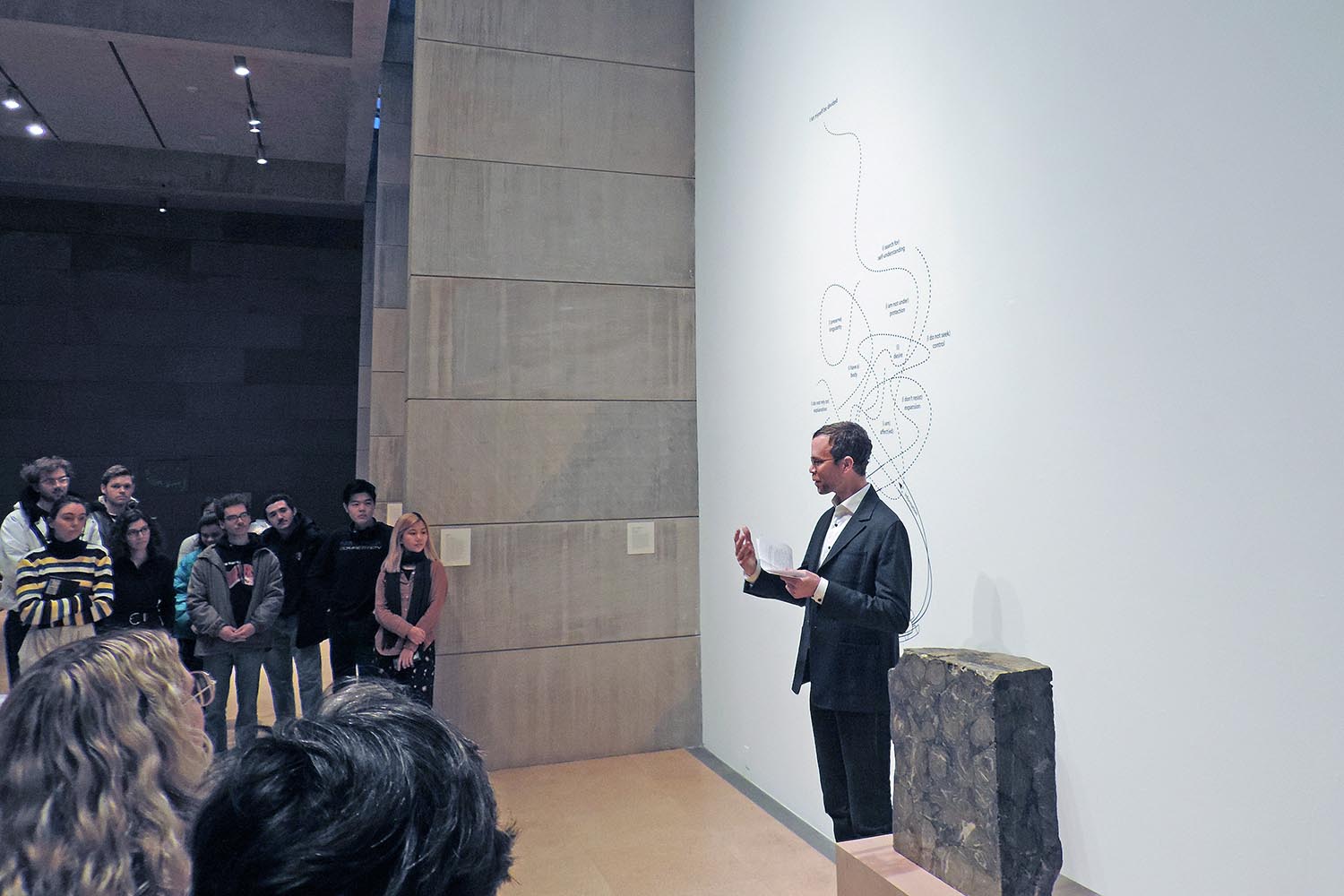 The opening reception included opening remarks by Curator Benjamin Chaffee, associate director of visual arts.