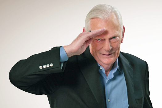 The Southwest Airlines site featured a photo of their founder, Herb Kelleher '53, Hon. 90, saluting in their farewell message honoring the company's founder. 